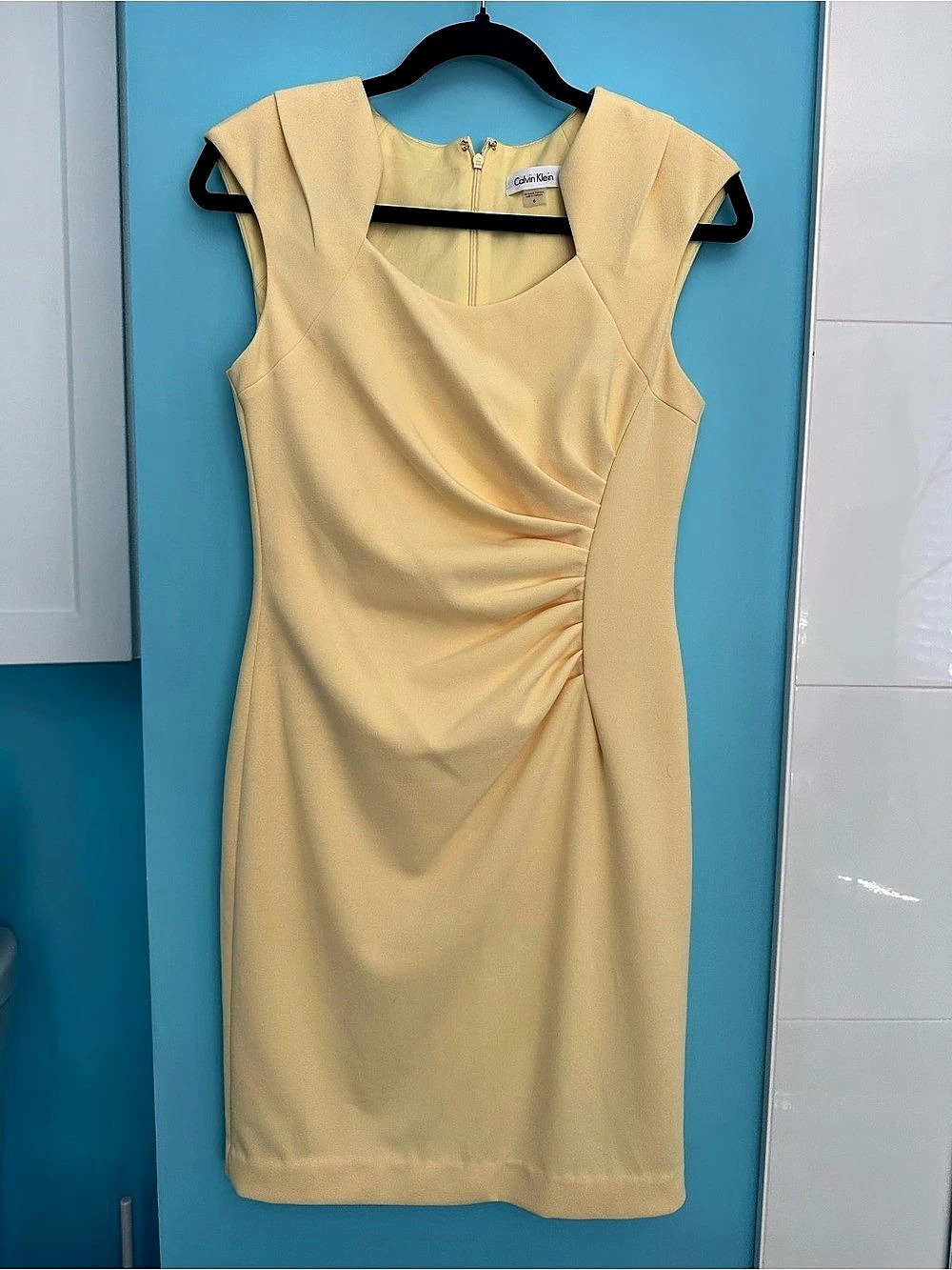 Calvin Klein Yellow Ruched Dress